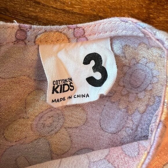 Cotton On Kids Pastel Retro Floral Shimmer Dress Size 3T - Picture 3 of 7